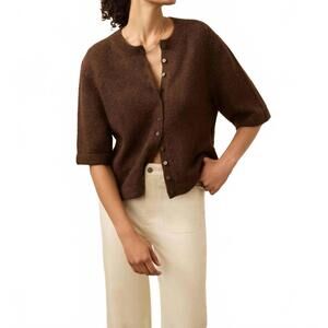 NEW FAHERTY apres alpaca cardigan in walnut brown